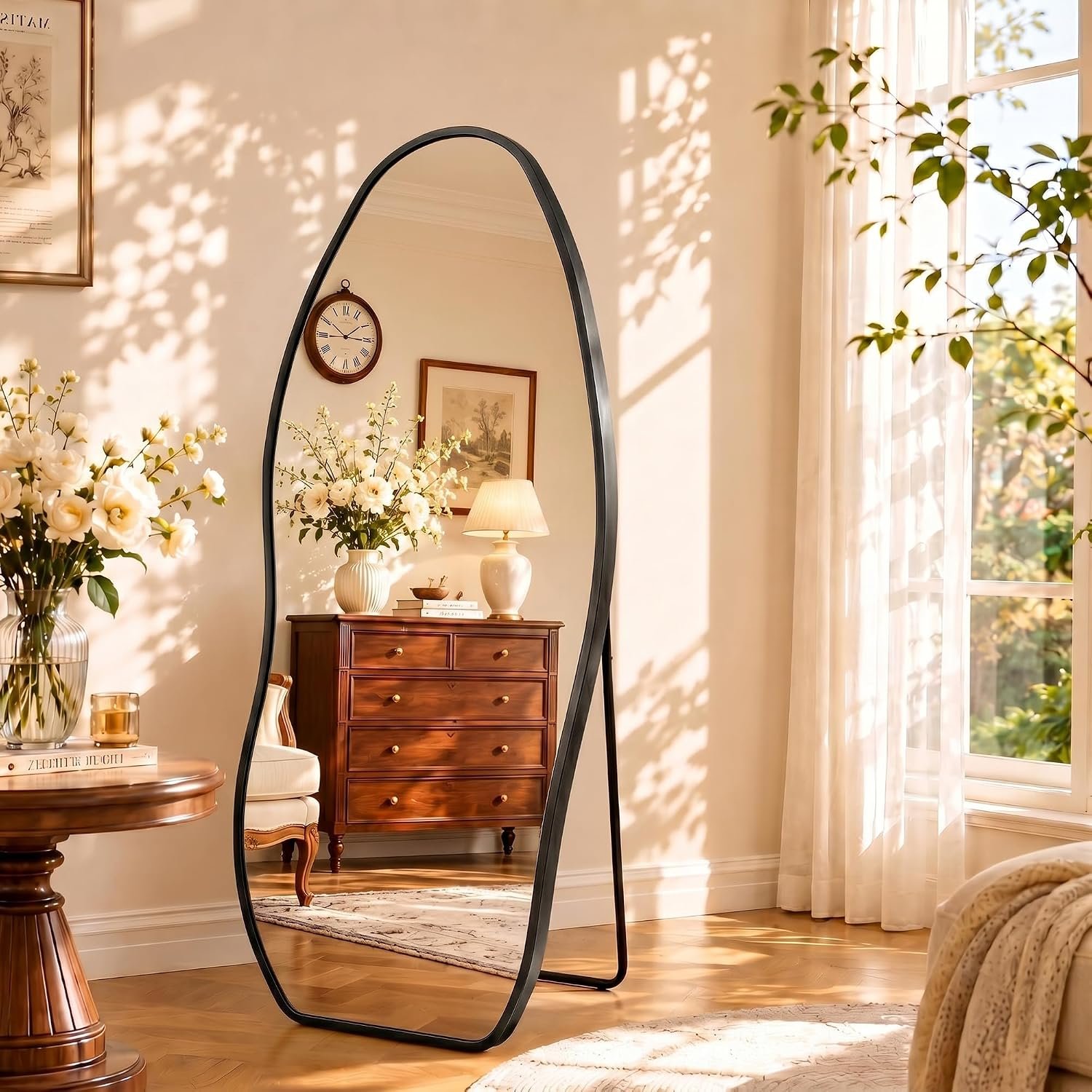 Irregular Full Length Mirror -Black...