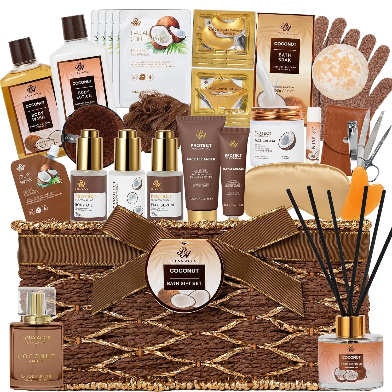 35 Pcs Coconut Vanilla Spa Gift Bas...