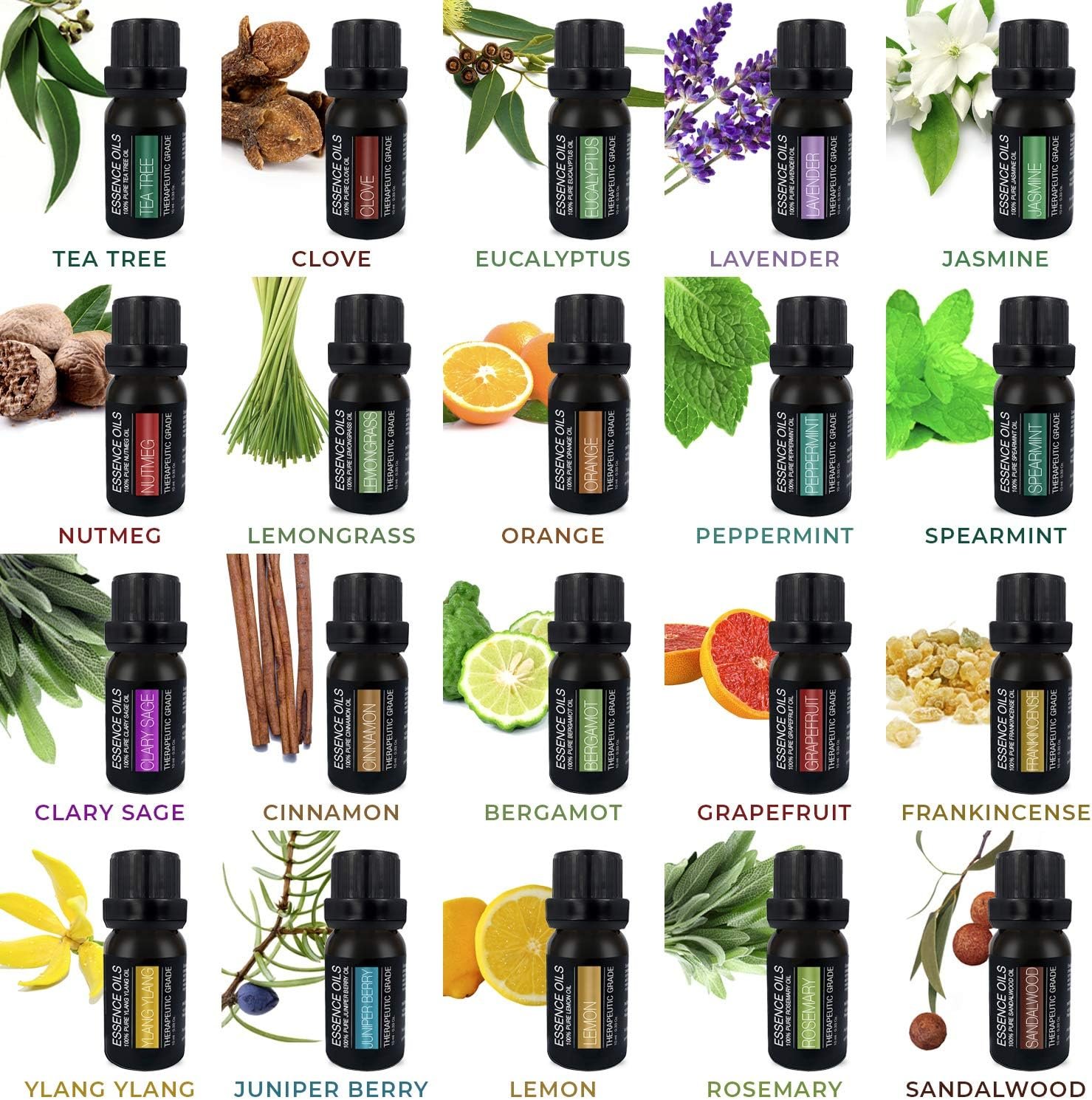 Aromatherapy Essential Oil Diffuser Gift Set with 20 Oils and Rotating Display Stand - 400ml Ultrasonic Diffuser with 20 Essential Plant Oils - 4 Timer & 7 Ambient Light Settings - Image 4