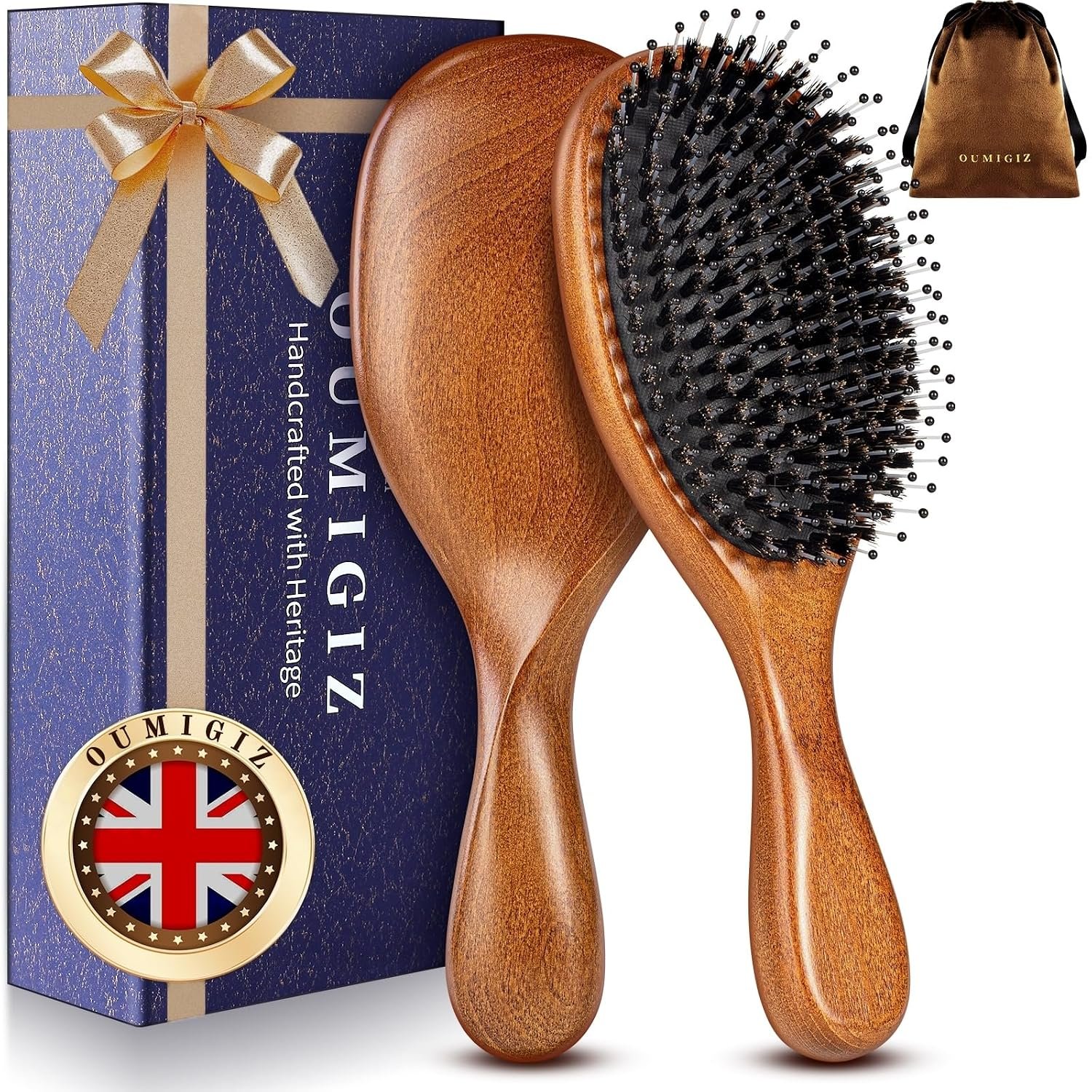 Boar Bristle Hair Brush British Craftsmanship Handmade Slick Back