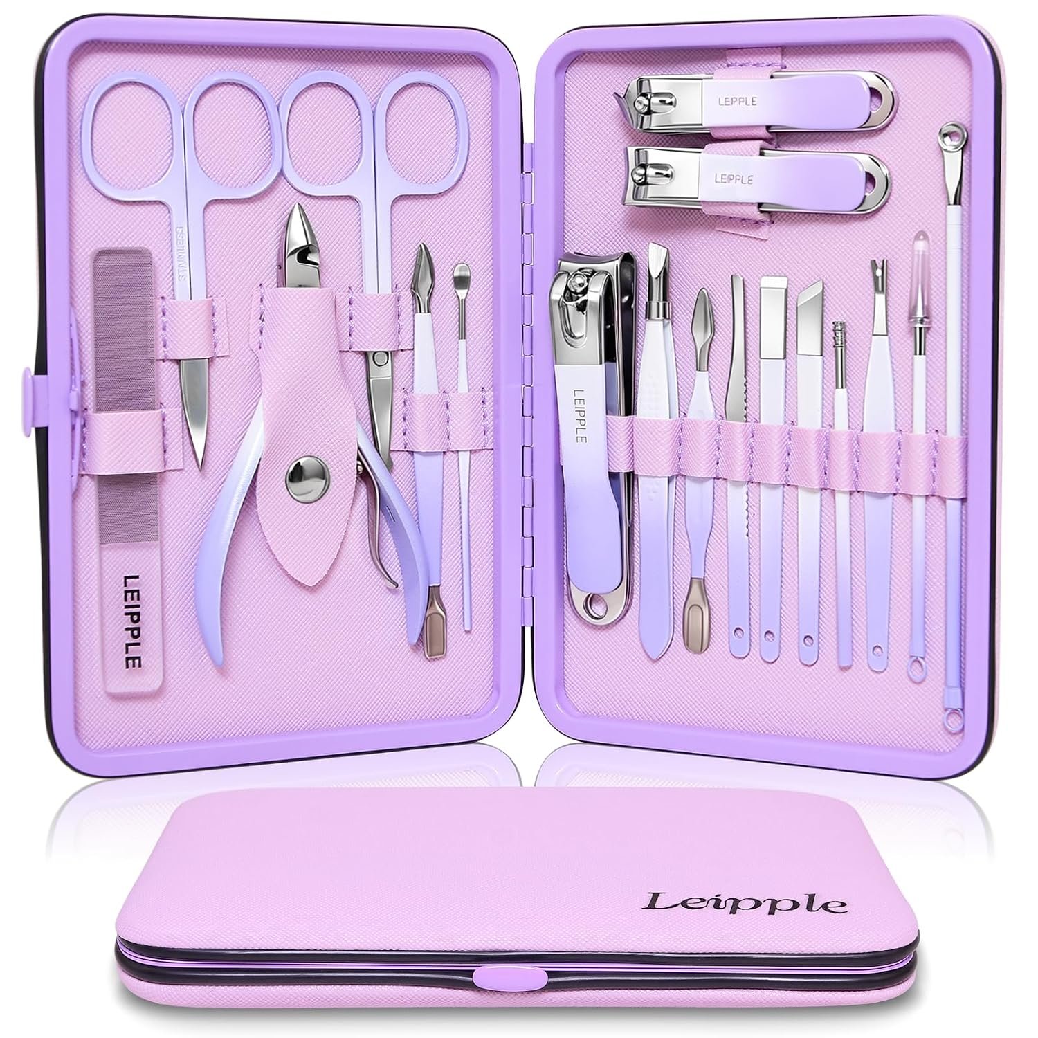 Manicure Kit 18 Pcs for Women,Professional Nail Clipper Set,Purple Gradient