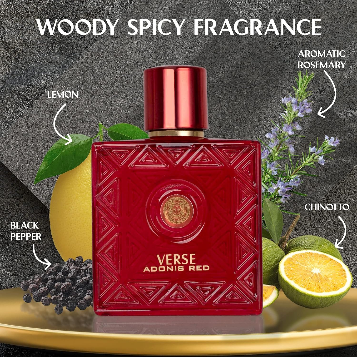 Verse Adonis Red for Men - 100ml Eau De Parfum Spray - Fruity Warm & Floral Fragrance Smell Fresh All Day Long Lasting Includes NovoGlow Carrying Pouch Gift for All Occasions - Image 2