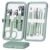 HANTEKAS Manicure Set 10 in 1 Stainless Steel, Nail Clippers Scissors Pedicure Tools Kit – Portable Travel Grooming Kit for Men and Women with Leather Case (Jade Green)