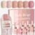 Double Rhythm 6 Pcs 15 ML Gel Polish Set Same Color Same Bottle Soak Off Gel Polish Kit Nail Art Manicure Salon DIY at Home for Women (Light Beige Nude Pink Neutral Rose-T6-4)