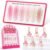 Double Rhythm Rubber Gel Polish Set Nail Strengthener Builder Base Jelly Colors Thickening Extension Hard Nail Gel Kit 6 Pcs 15 ML (Milky Nude Skin Pink -T6-92)