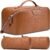 BOYATU Genuine Leather Travel Makeup Bag: Hand-made 3 Pcs Set Cosmetic Bags | Large Capacity Toiletry Organizer Bag for Women – Designer Ladies Travel Essentials for Elegance (Brown)